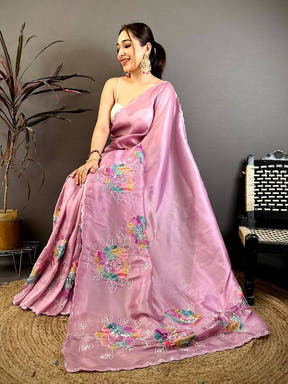 Vibrant Applique Pearl Embroidered Saree