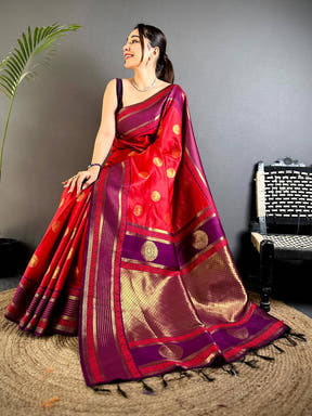 Elephant Zari Banarasi Soft Silk Saree


