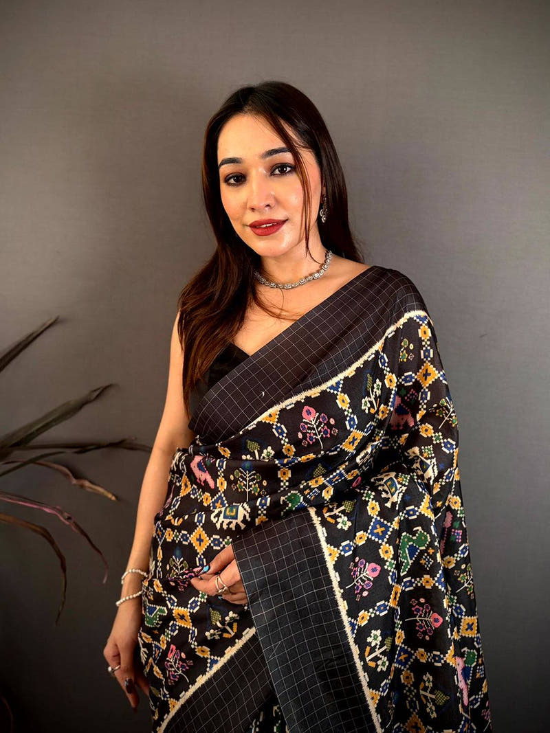 Exclusive Ikkat Pochampally Soft Tussar Saree
