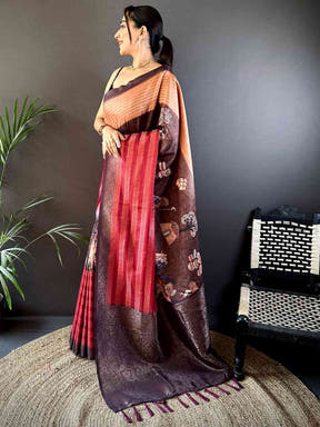 Deep Red Soft Crepe Silk Digital Ombre Saree