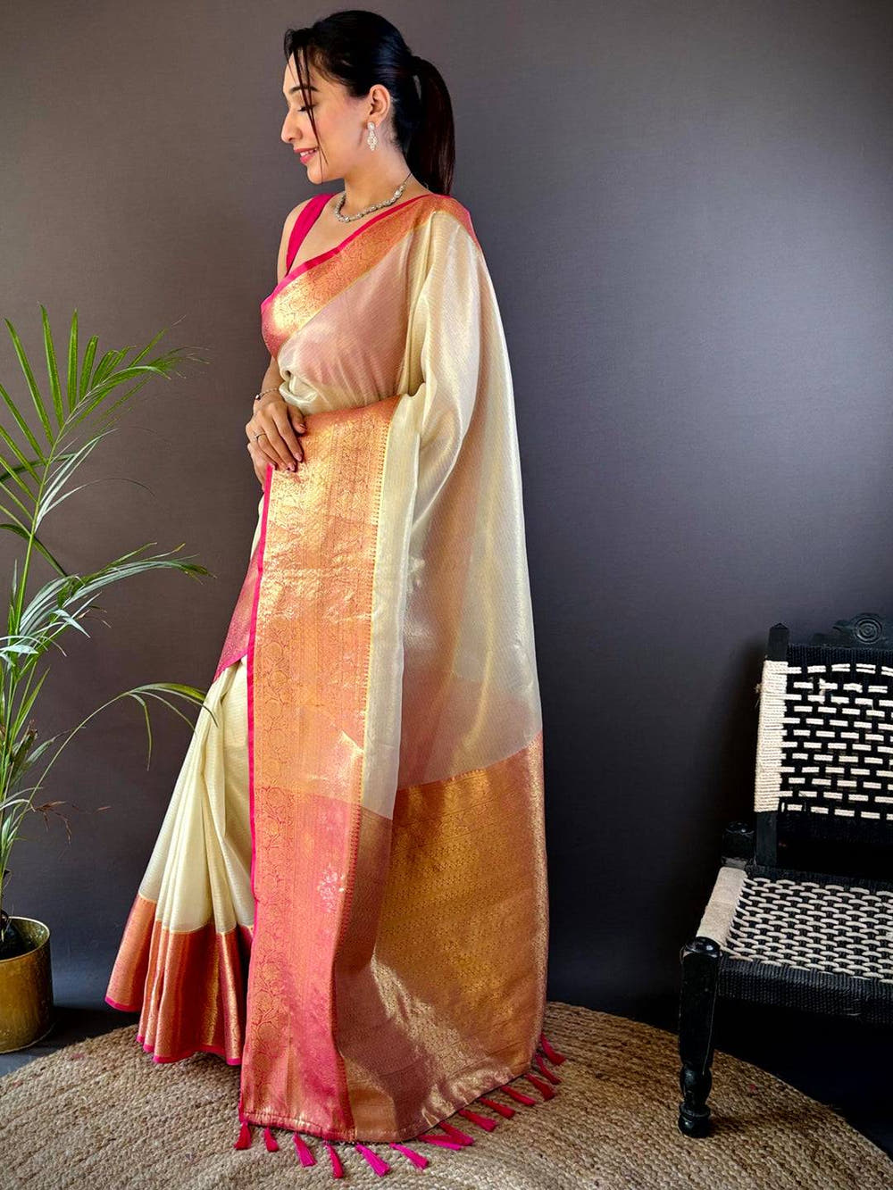 Regal Gold Zari Tissue Saree