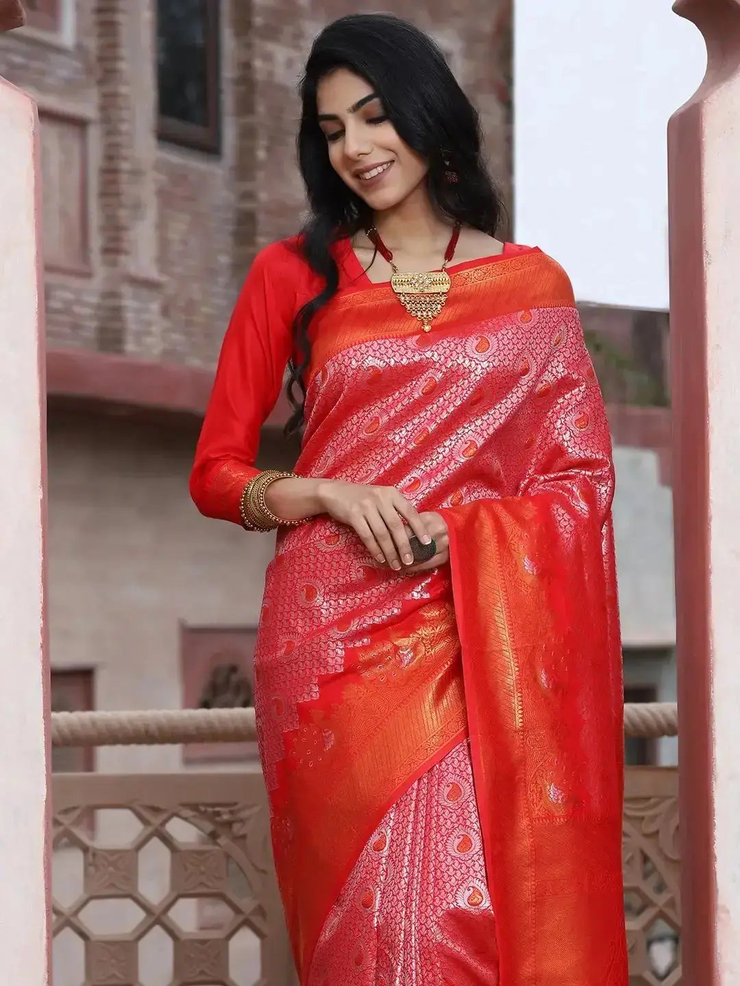 Kanjivaram Silk Saree with Zari Work 