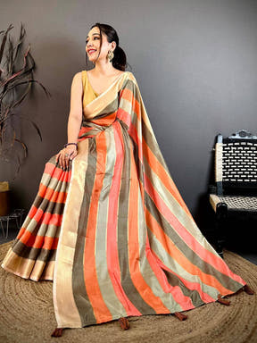 Elegant Tussar Rainbow Digital Print Saree