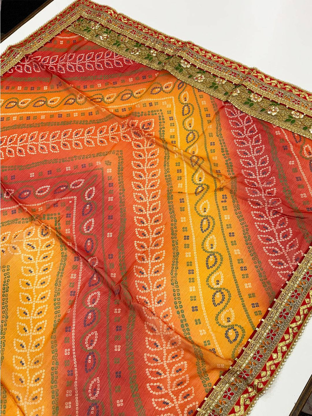 Classic Chiffon Printed Foil Work Saree