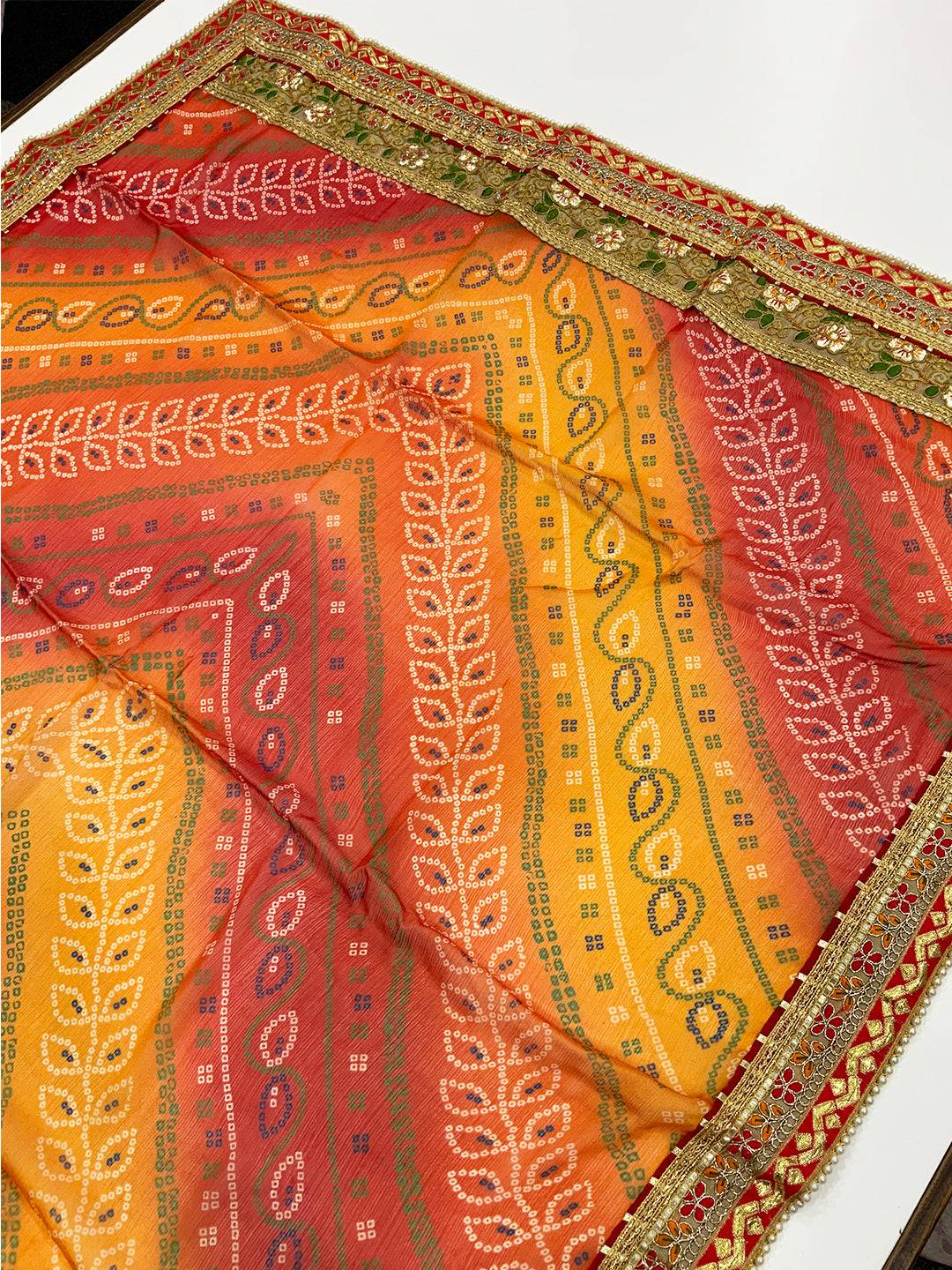 Classic Chiffon Printed Foil Work Saree