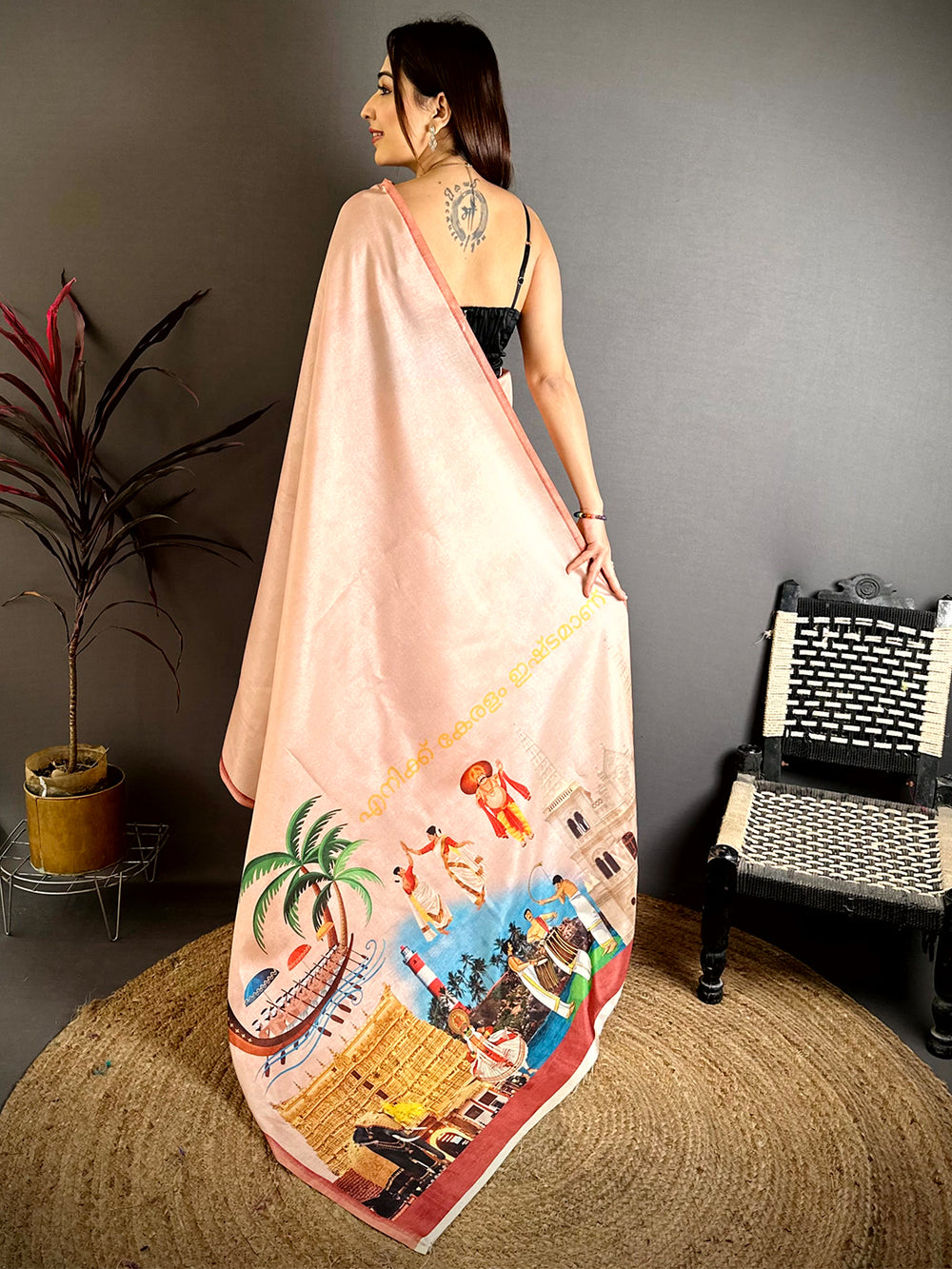 Royal Kerala Print Tussar Saree


