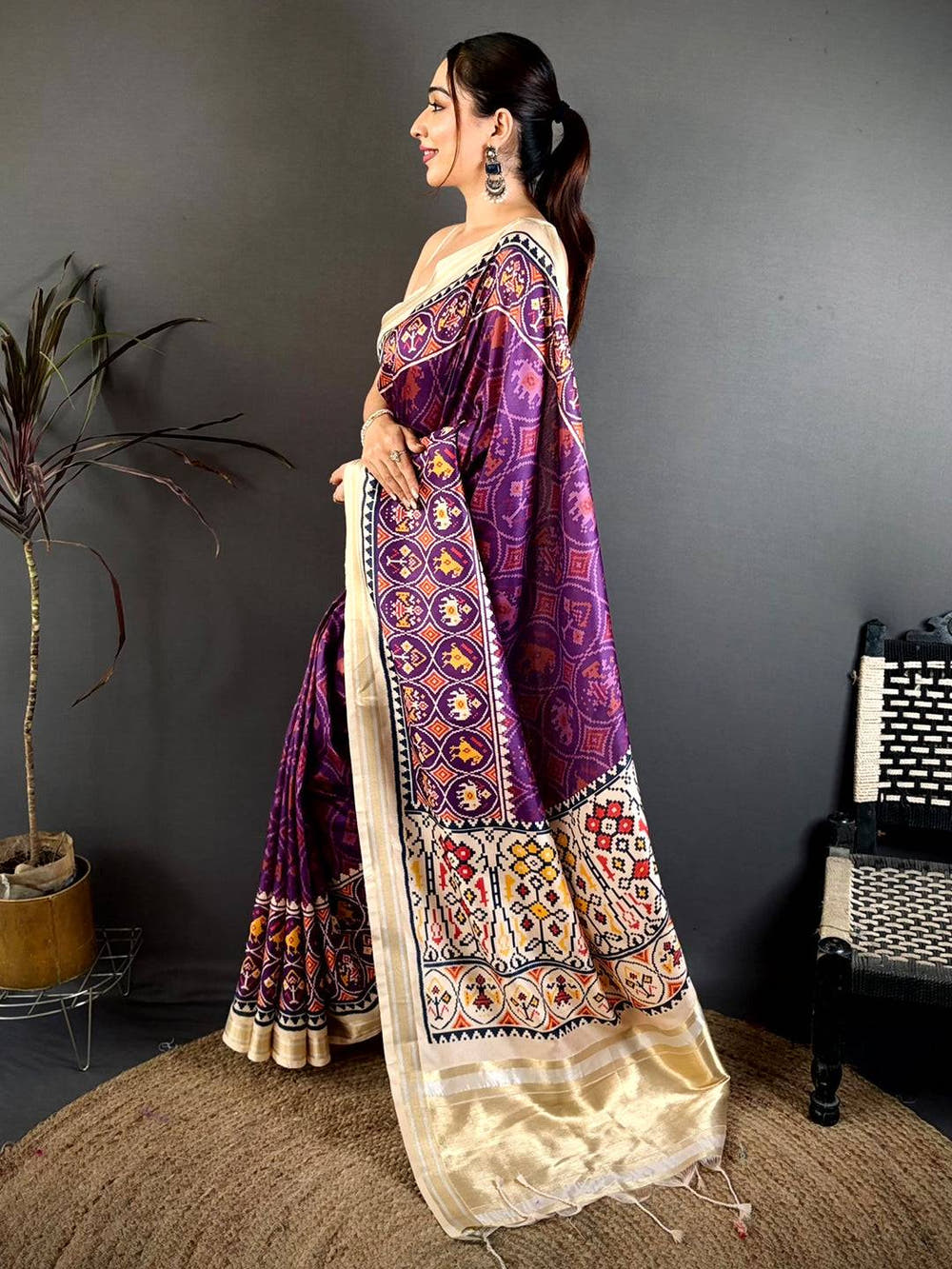 Royal Purple Soft Kanchi Silk Saree