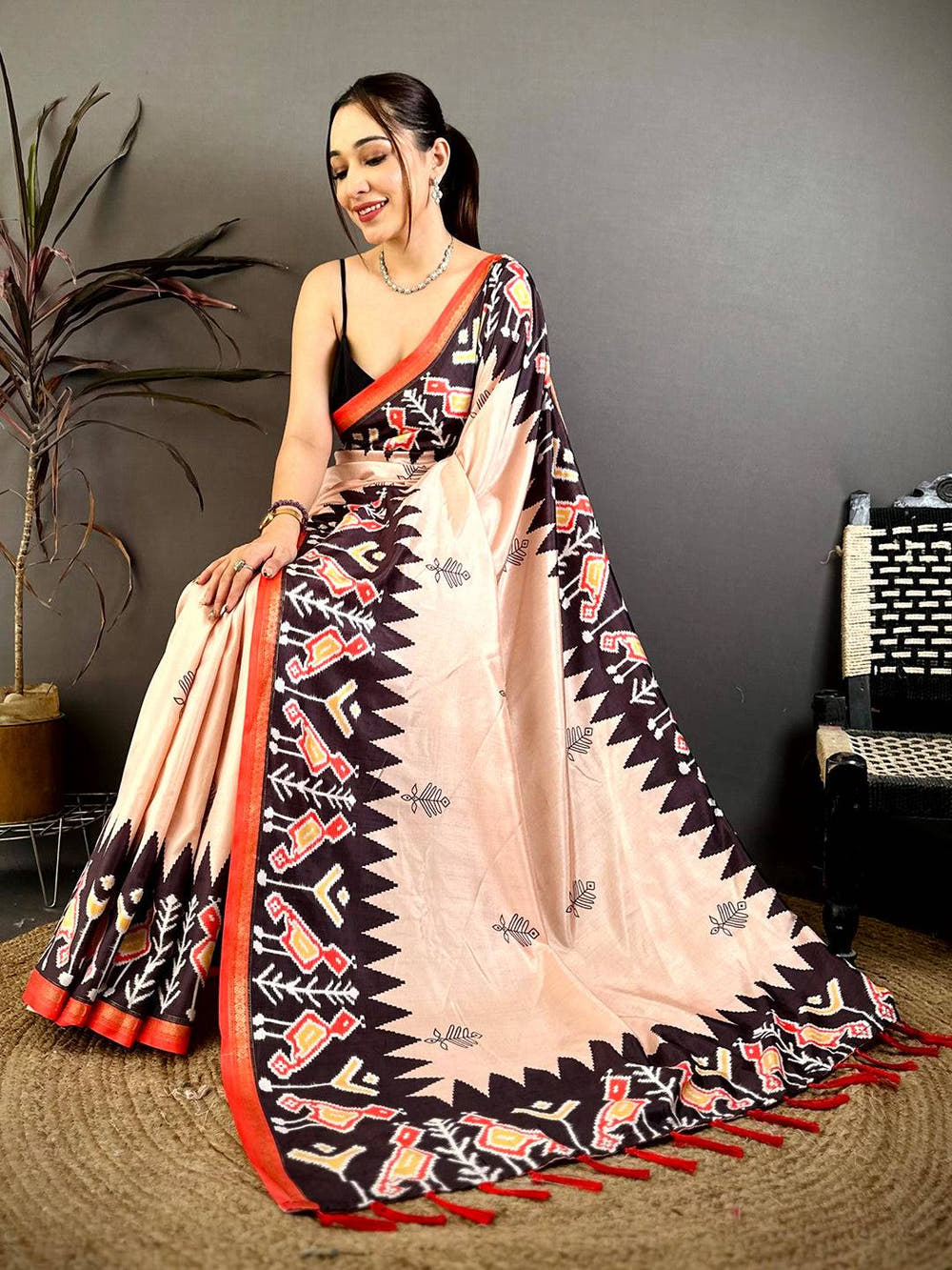 Regal Rudrakh Border Ikkat Soft Silk Saree