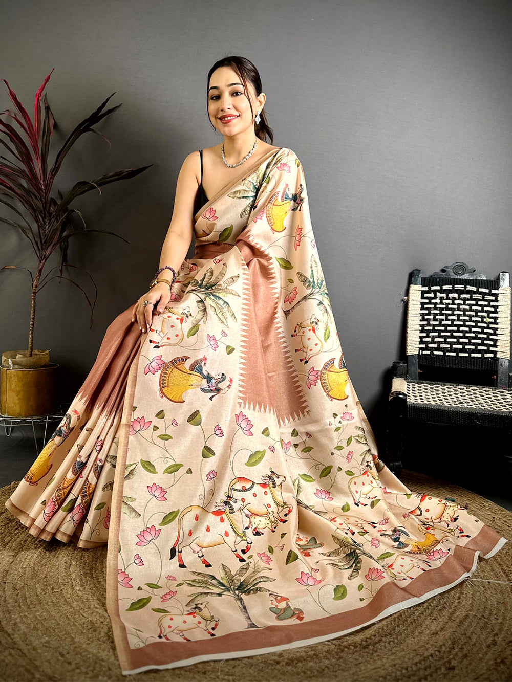 Heritage Pichwai Border Semi Tussar Saree