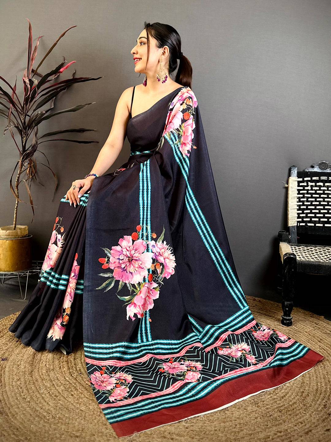 Heritage Floral Shibori Print Saree