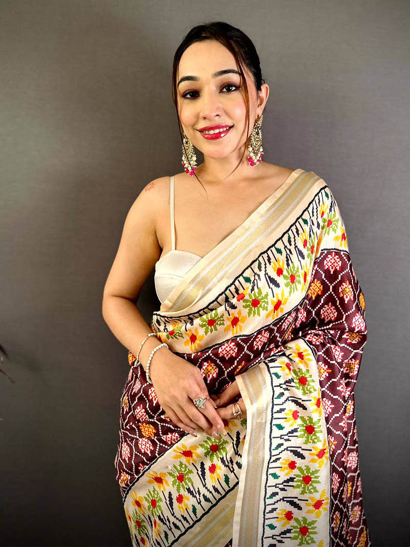 Celebrity Digital Ikkat Kanchi Silk Saree
