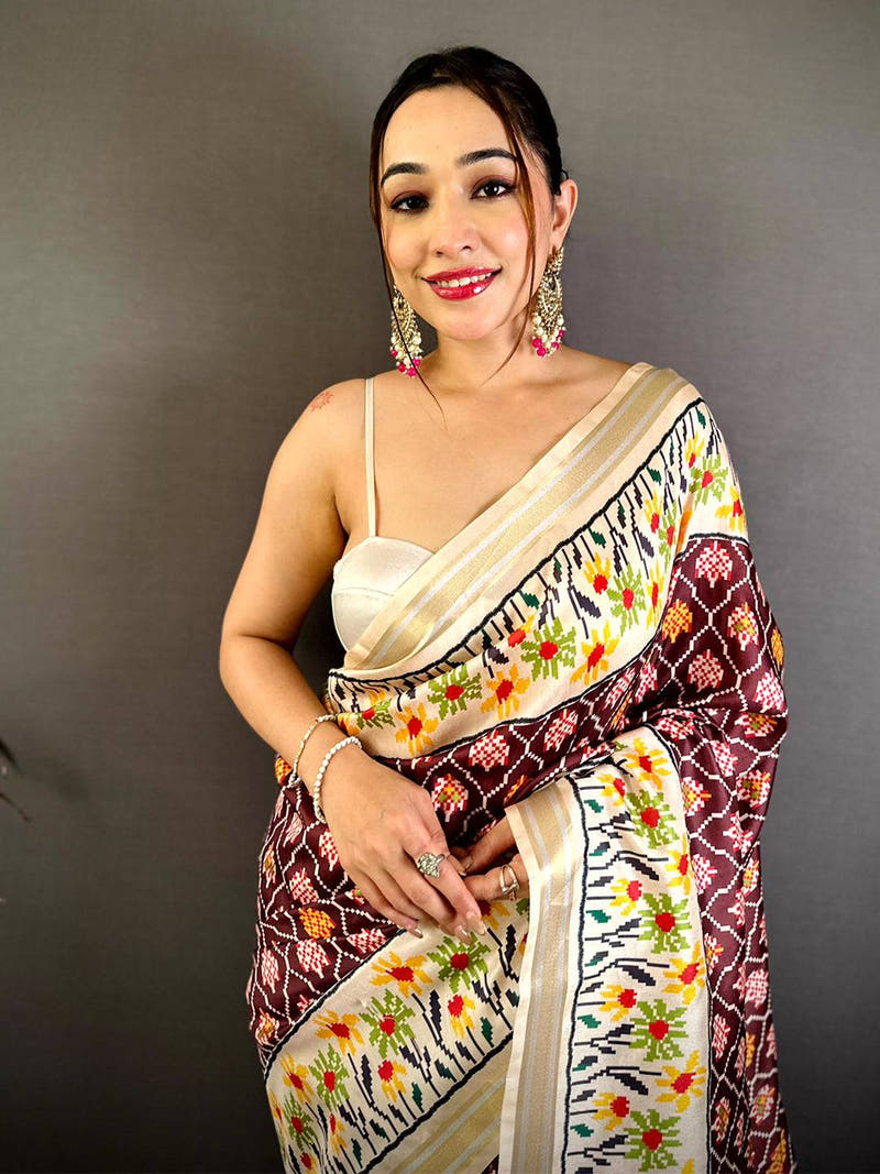 Celebrity Digital Ikkat Kanchi Silk Saree