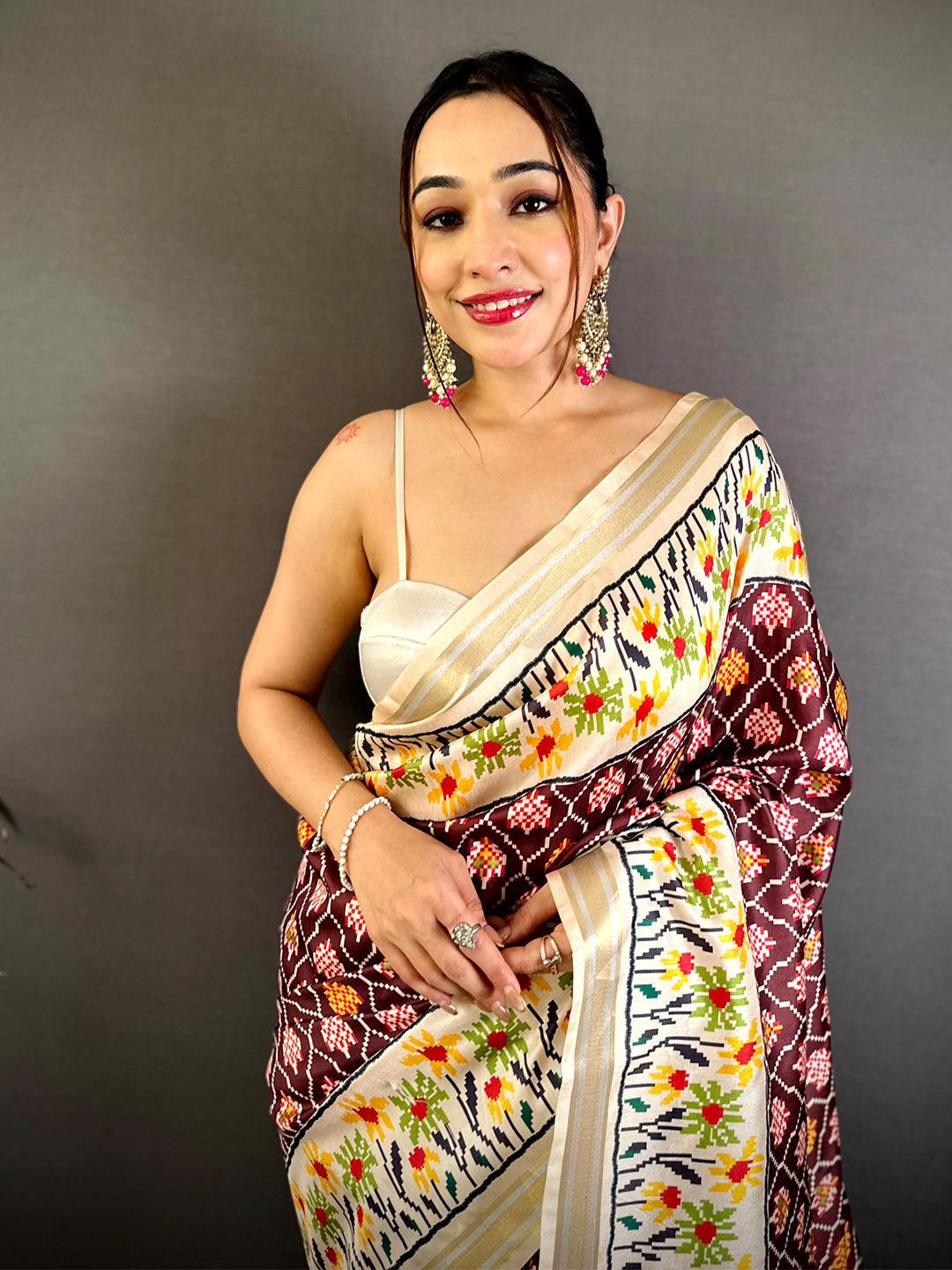 Celebrity Digital Ikkat Kanchi Silk Saree