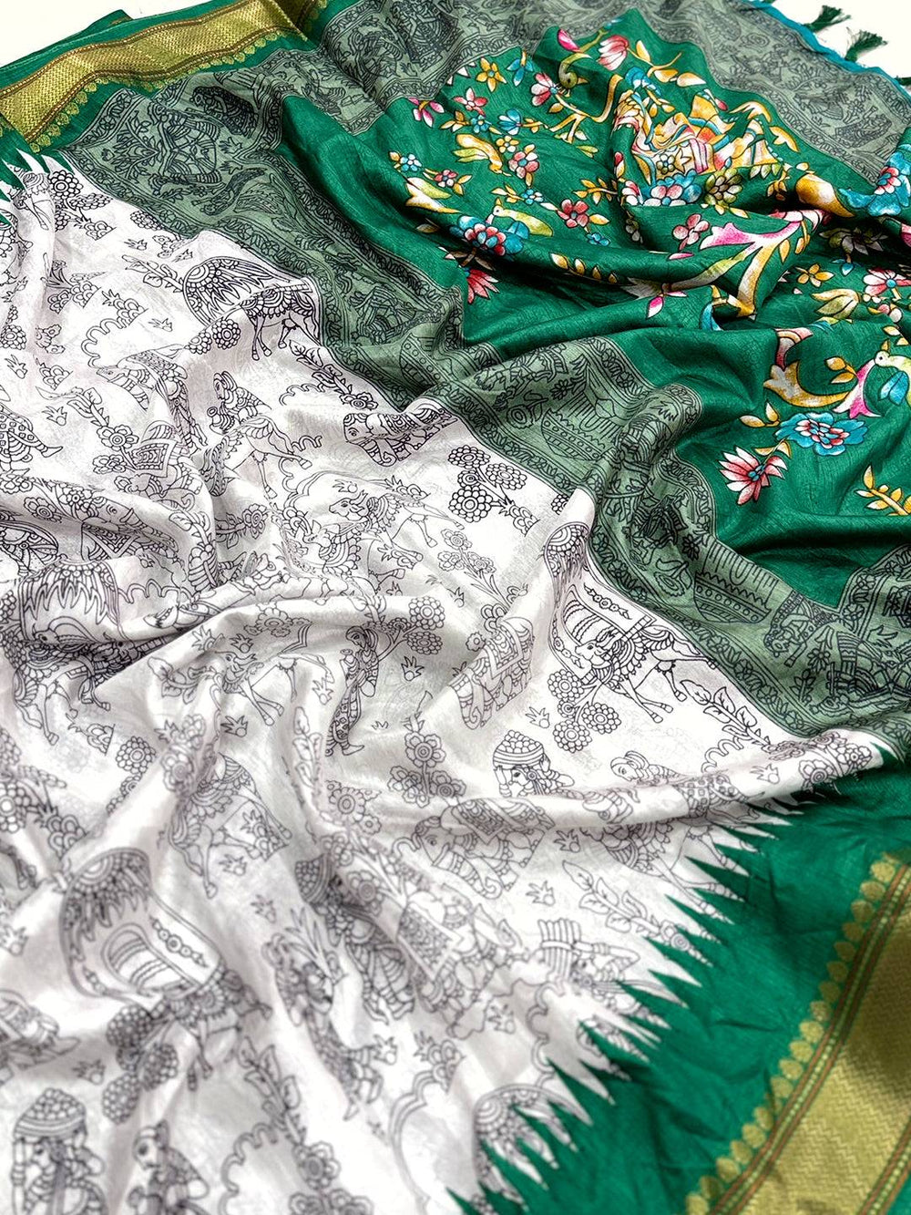 Artful Pen Kalamkari Dola Silk Saree