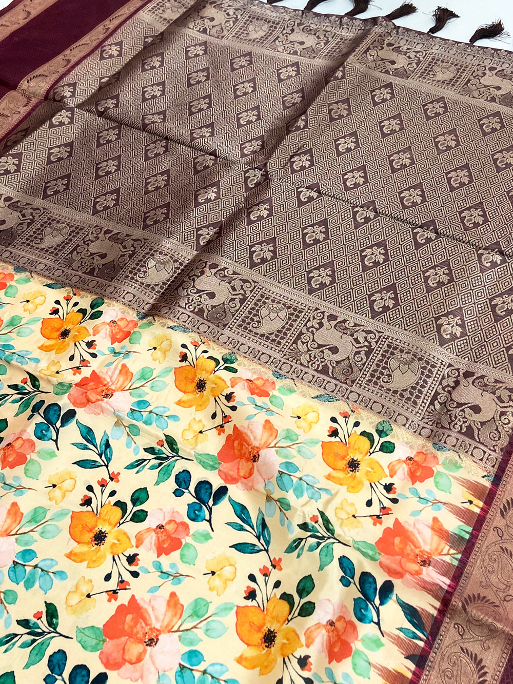 Radiant Beige Soft Silk Saree