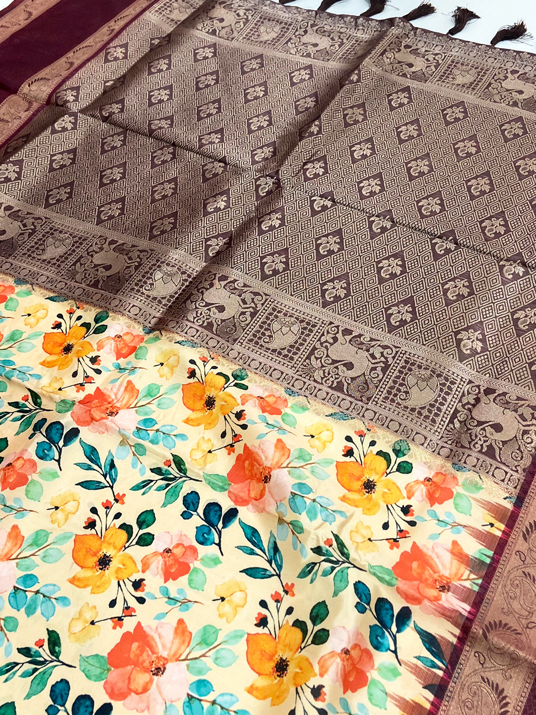 Radiant Beige Soft Silk Saree