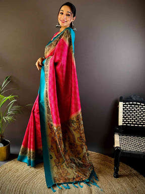 Rani Soft Silk Kalamkari Pallu Saree
