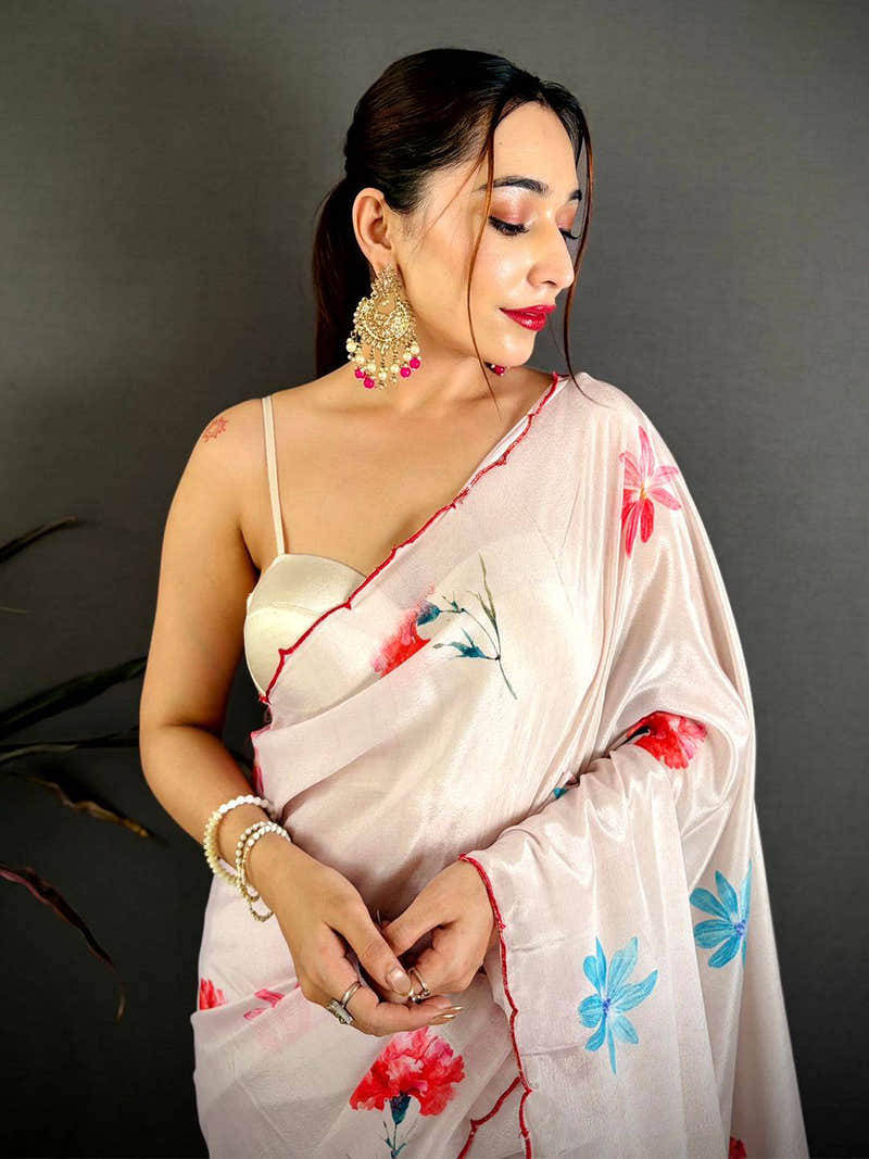 Radiant Soft Chiffon Resham Cutwork Saree