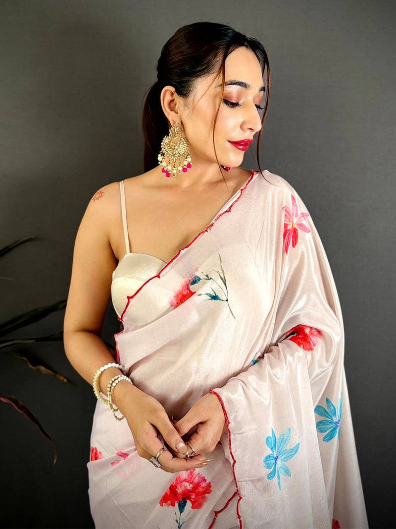 Radiant Soft Chiffon Resham Cutwork Saree