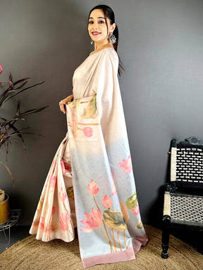 Stylish Barbie Tone Lotus Saree