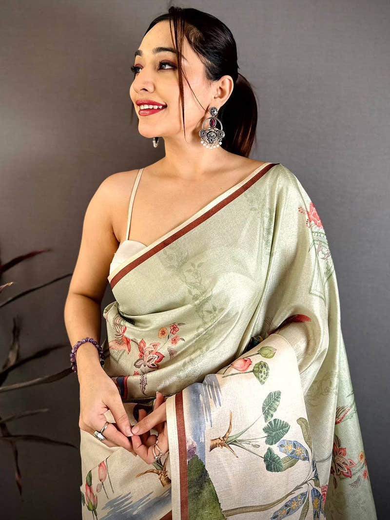 Heritage Manipuri Ombre Block Print Saree