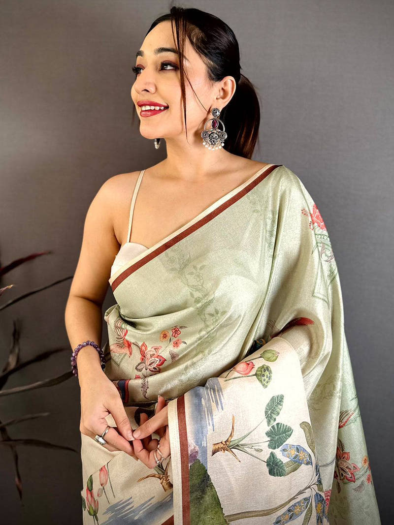 Heritage Manipuri Ombre Block Print Saree