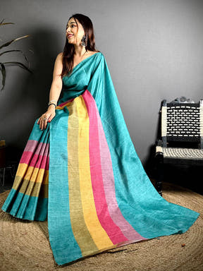 Radiant Ghicha Stripe Digital Tussar Saree