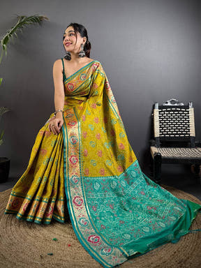 Elegant Green Pochampally Patola Silk Saree

