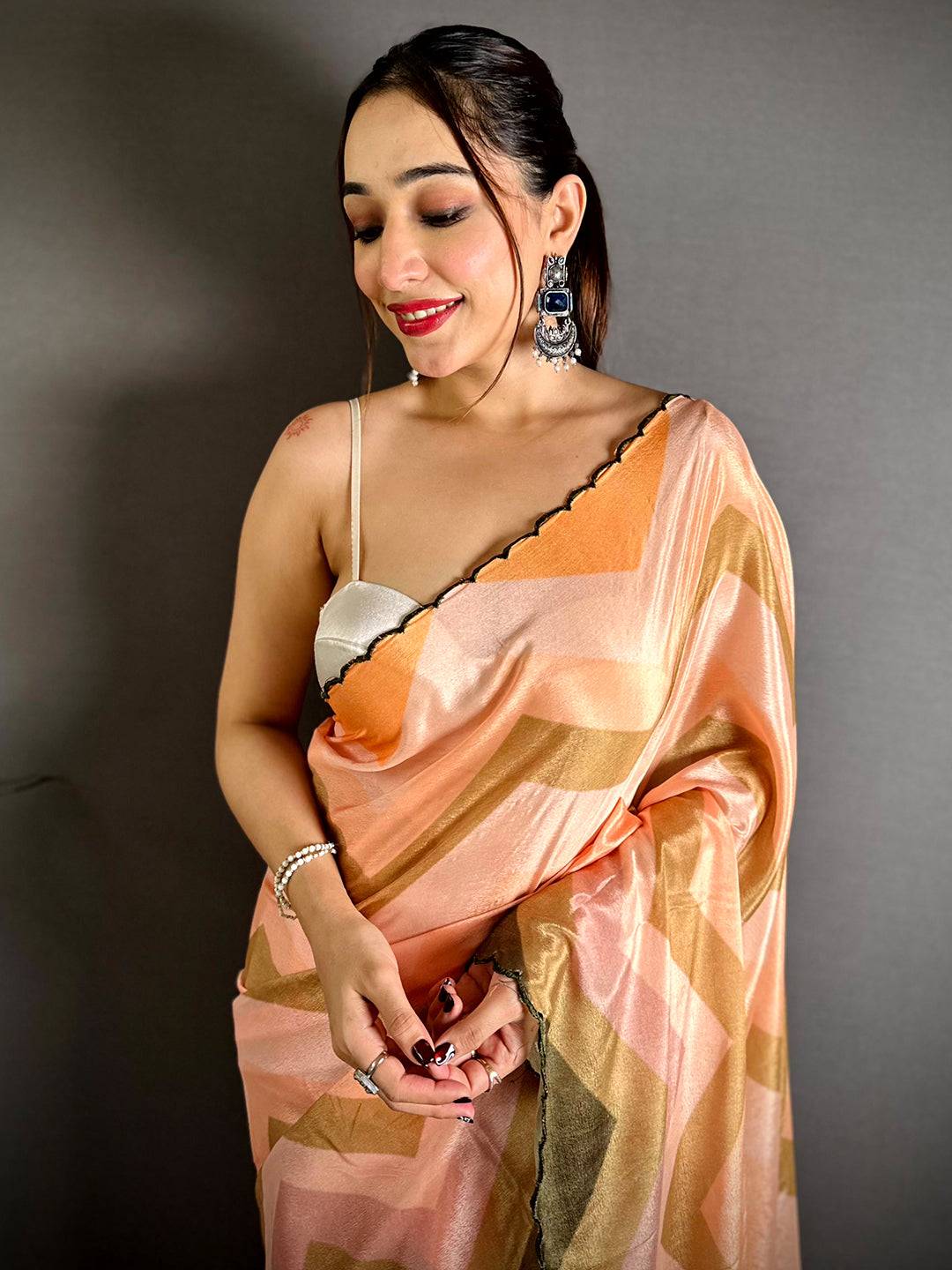 Regal Ombre Zigzag Chinnon Chiffon Saree