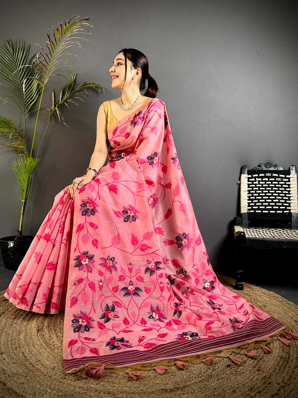 Heritage Khadi Jamdani Saree