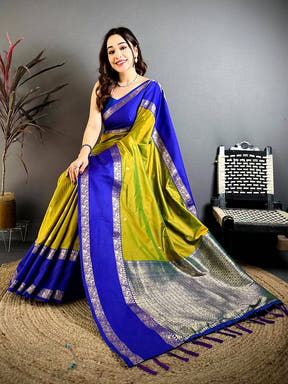 Mehndi Green Dual Tone Gadwal Saree