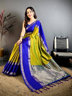 Mehndi Green Dual Tone Gadwal Saree