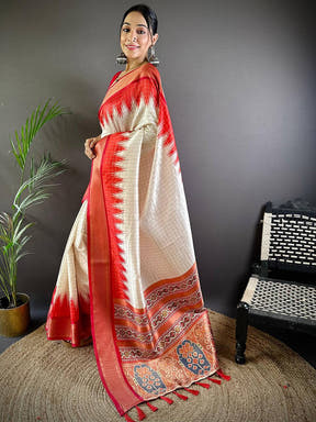 Designer Soft Silk Zari Chex Saree

