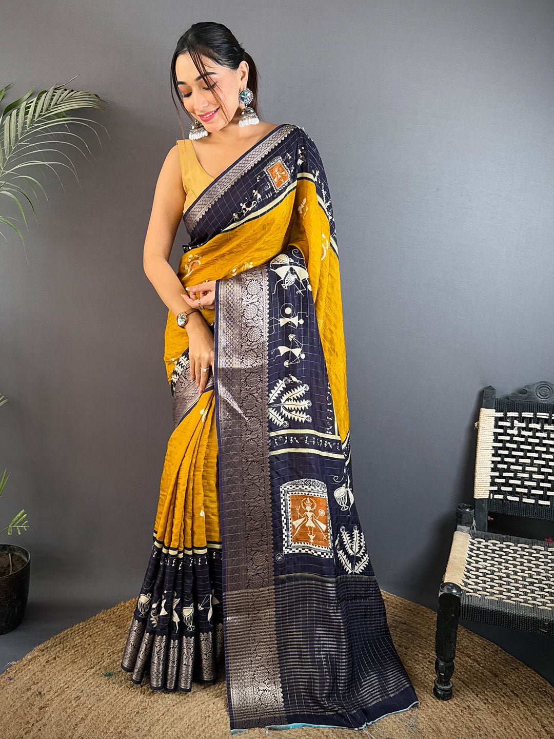Radiant Viscose Kalamkari Warli Saree