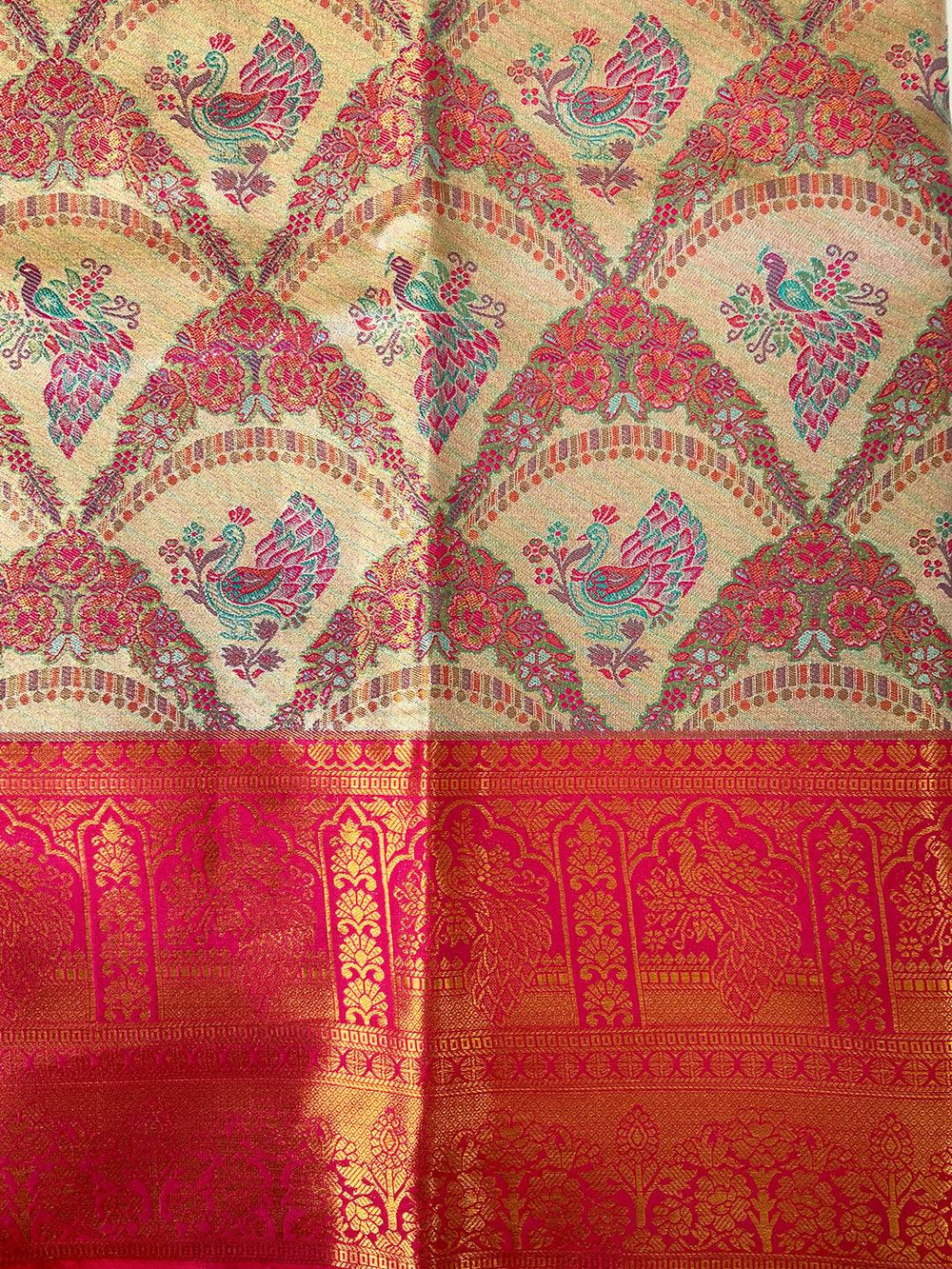 Majestic Red And Gold Peacock Saree