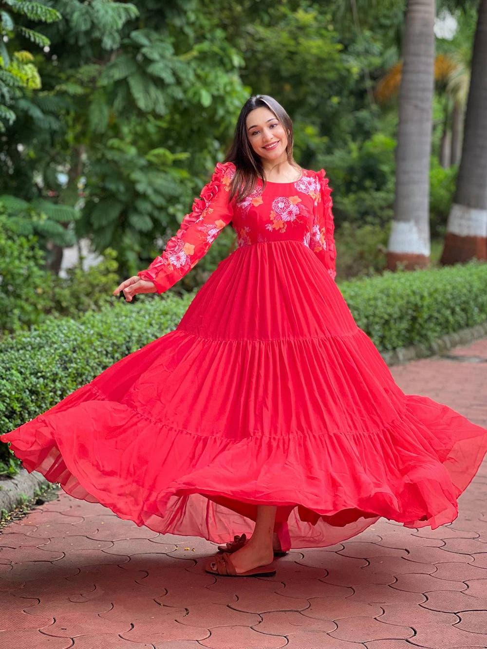 Vastranand Radiant Ruby Dress online order Buy Now. Pre-book XL / Red / Georgette
