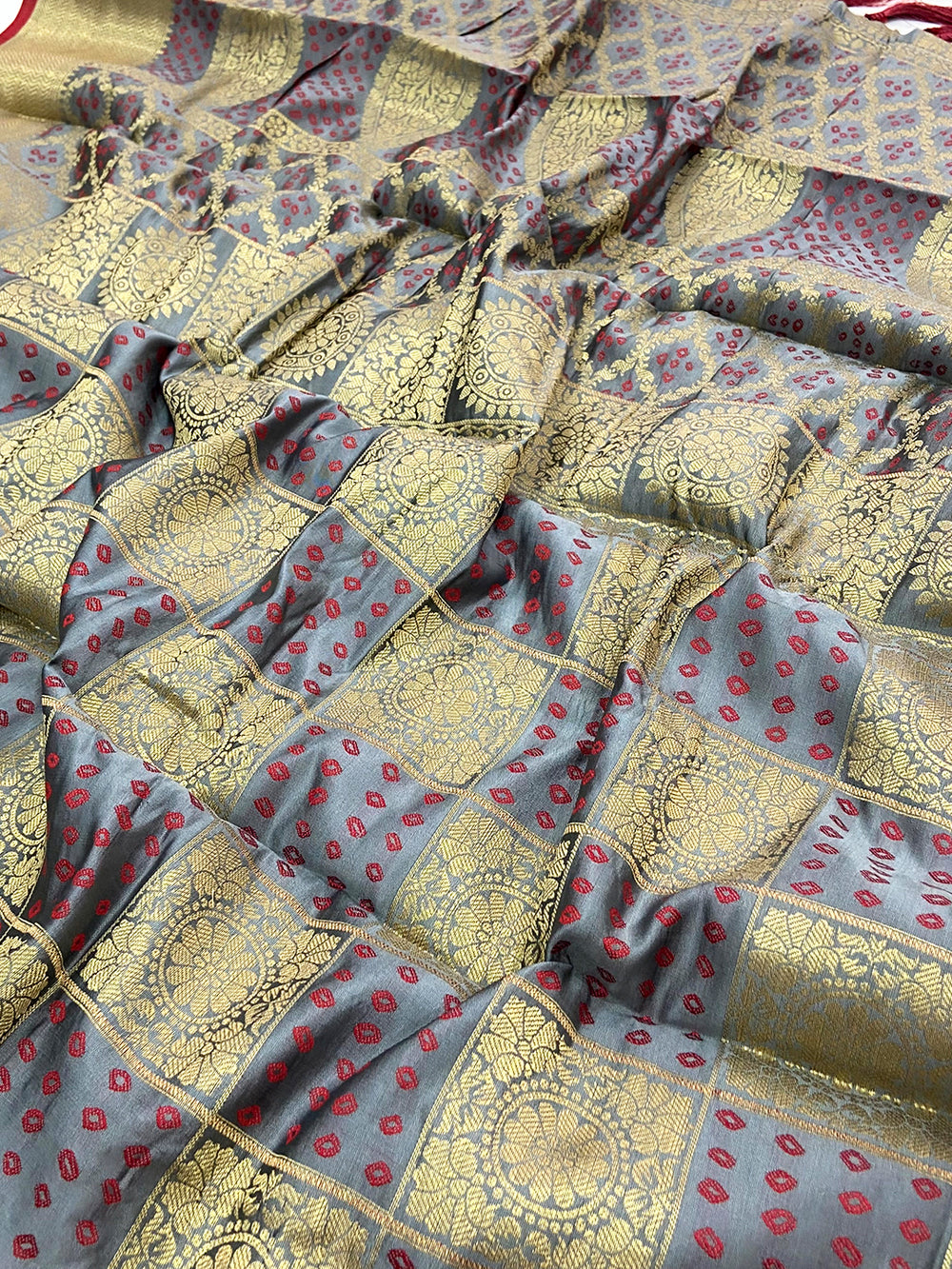 Grey Banarasi Square Patola Saree