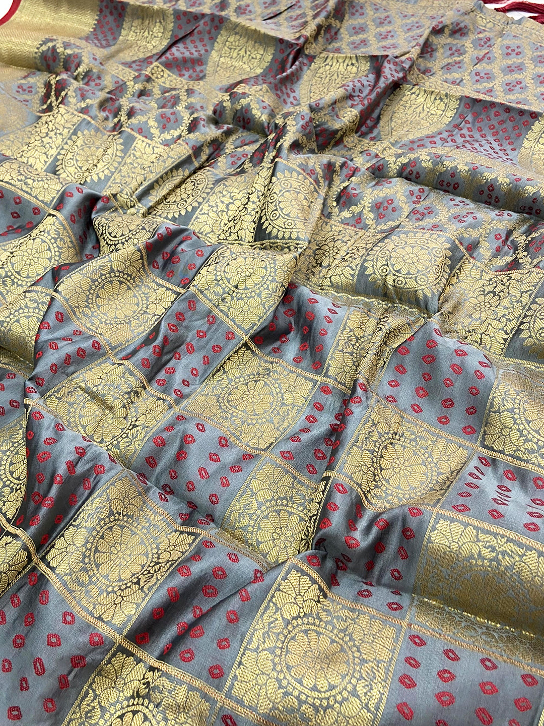 Grey Banarasi Square Patola Saree