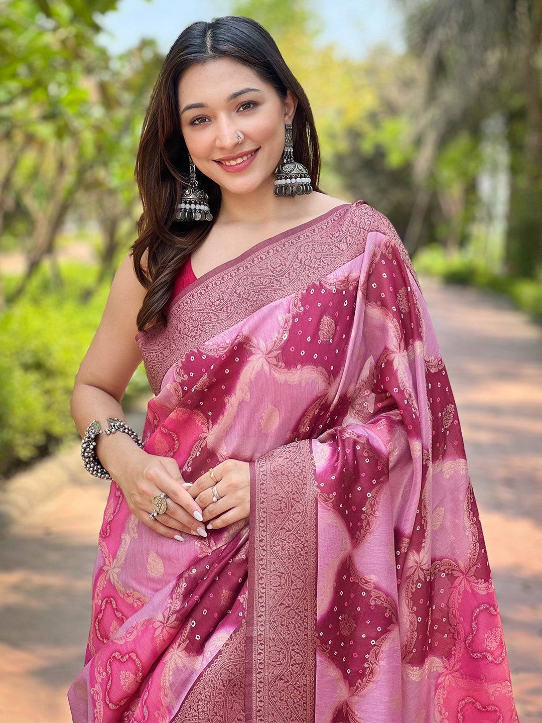 Lavender Digital Block Placement Print Saree

