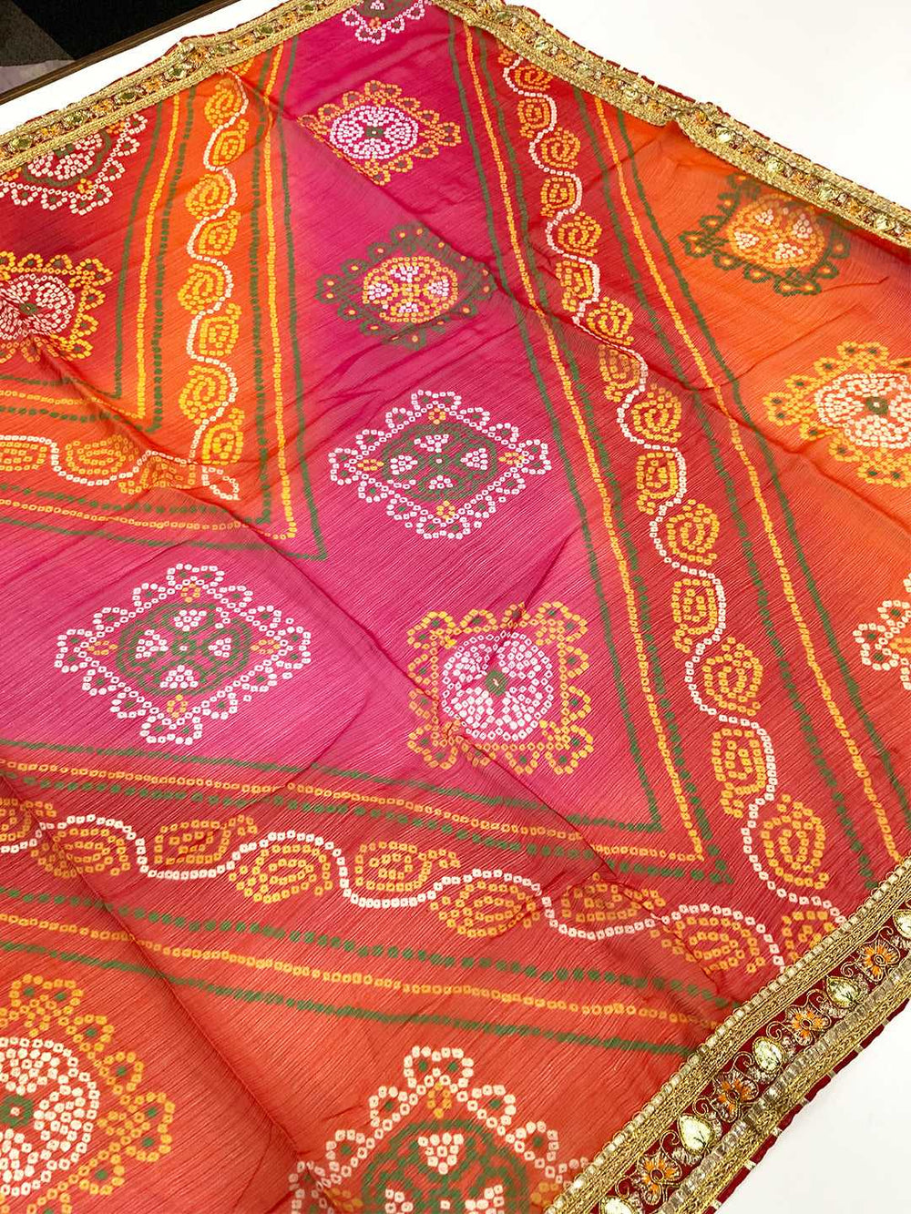 Bandhani Beauty Foil Work Saree