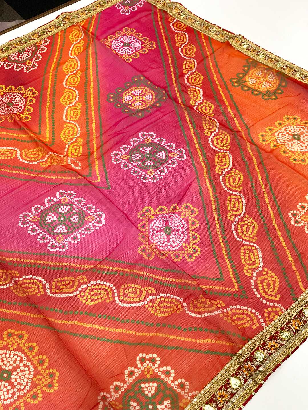 Bandhani Beauty Foil Work Saree