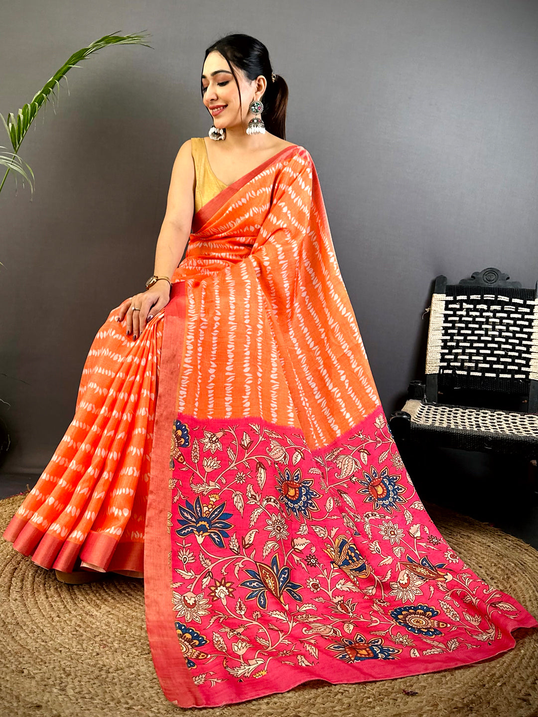 Soft Mul Chanderi Shibori Printed Saree