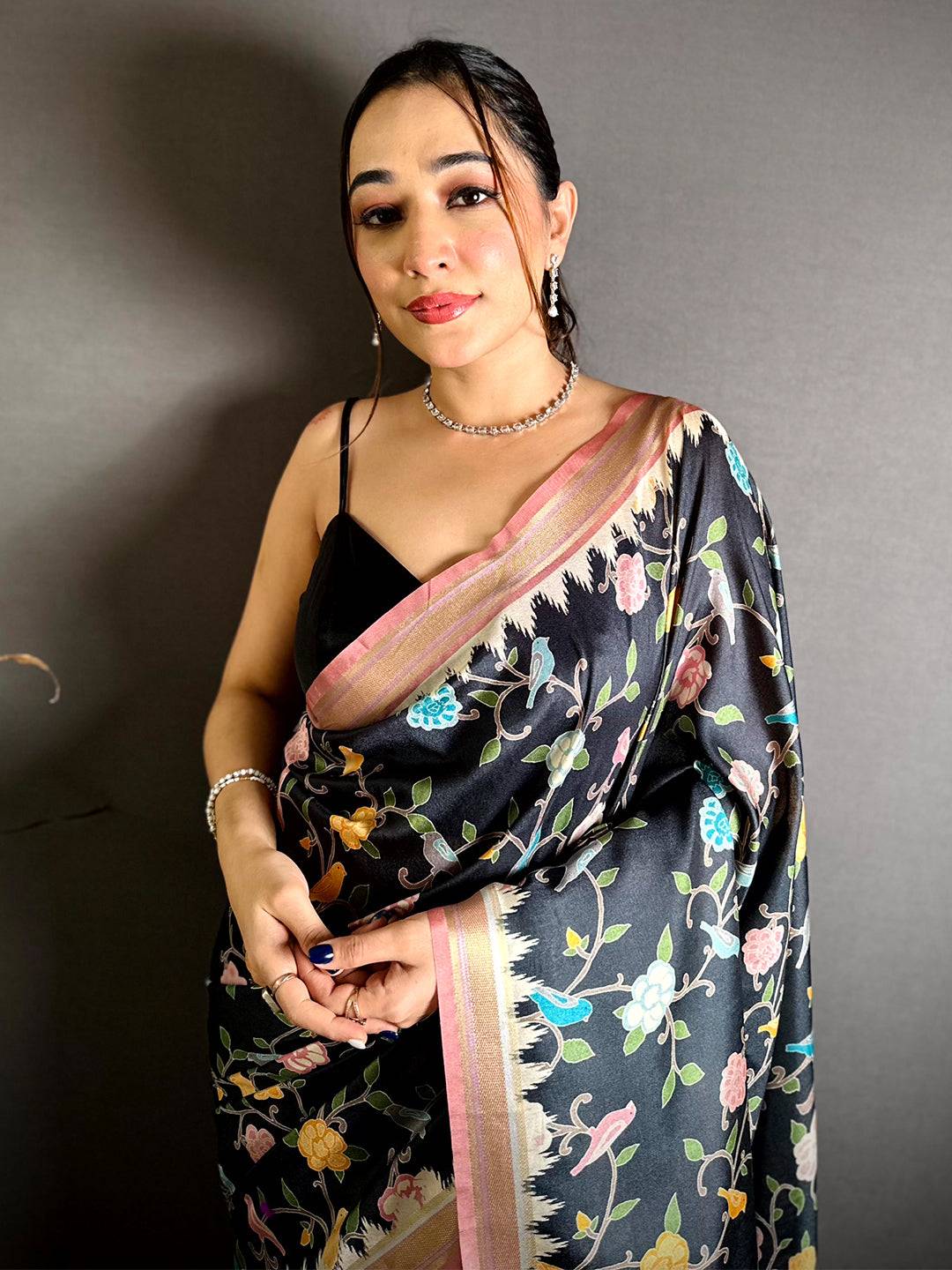 Royal Gold Lakda Patta Kalamkari Saree