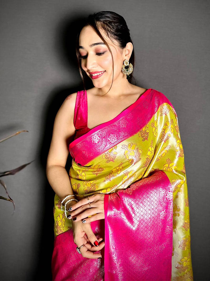 Stylish Zari One Gram Tissue Kanchi Saree
