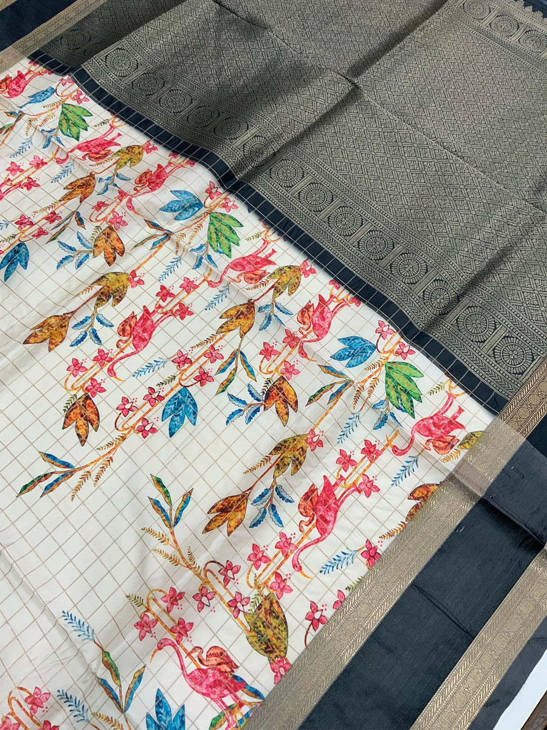 Regal Kalamkari Satin Bentex Gadwal Saree