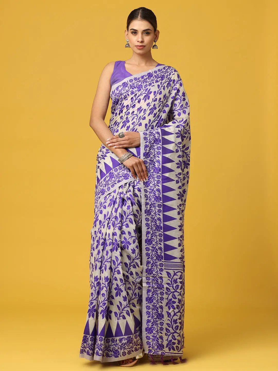 Dhakai Jamdani Cotton Silk Saree