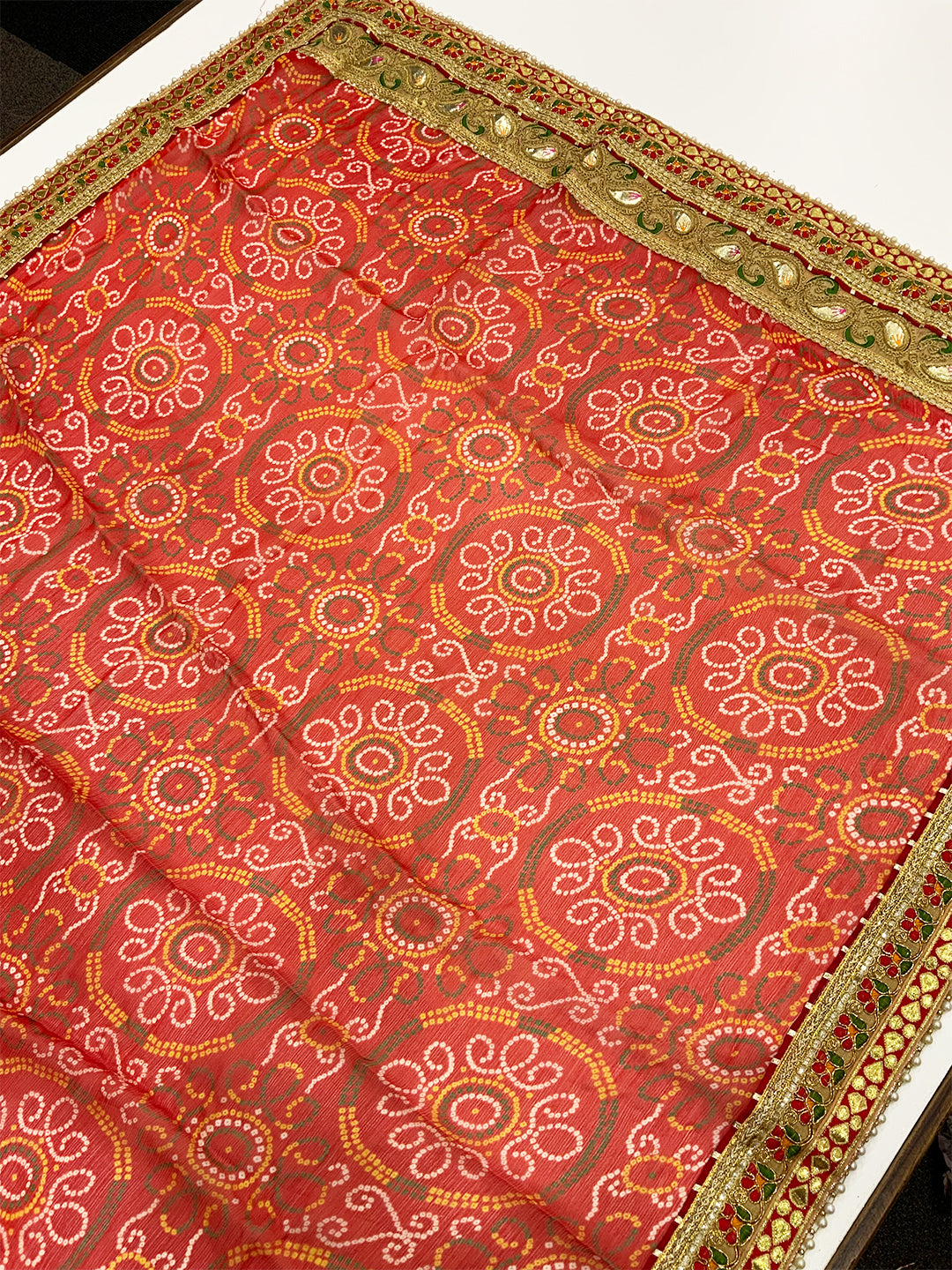 Designer Foil Work Bandhej Print Saree