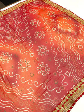 Graceful Chiffon Bandhej Foil Saree