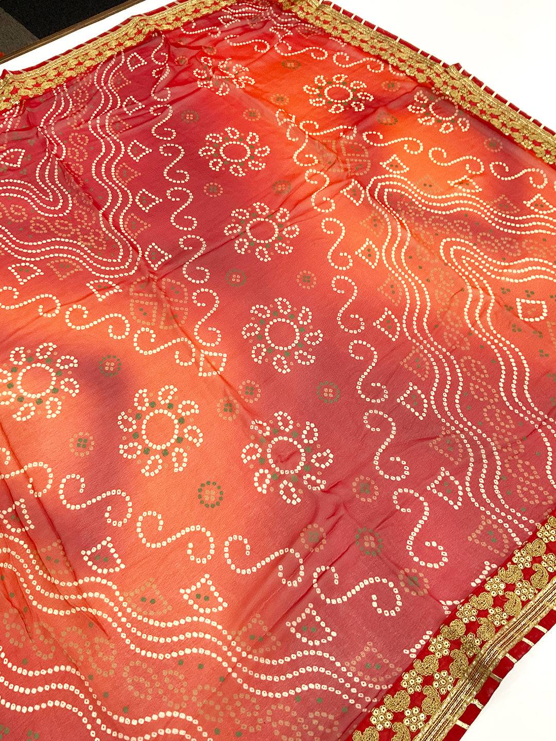 Graceful Chiffon Bandhej Foil Saree