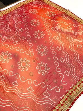 Graceful Chiffon Bandhej Foil Saree
